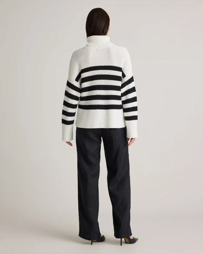 100% Organic Cotton Split Hem Turtleneck Sweater
