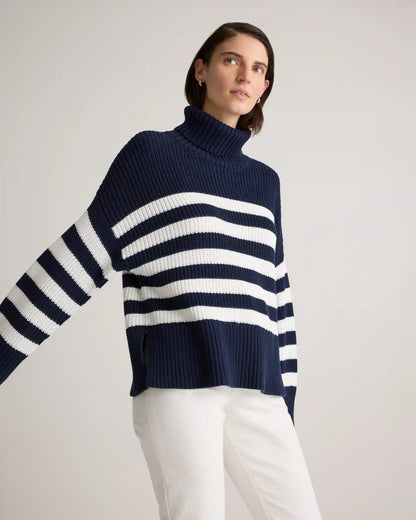 100% Organic Cotton Split Hem Turtleneck Sweater