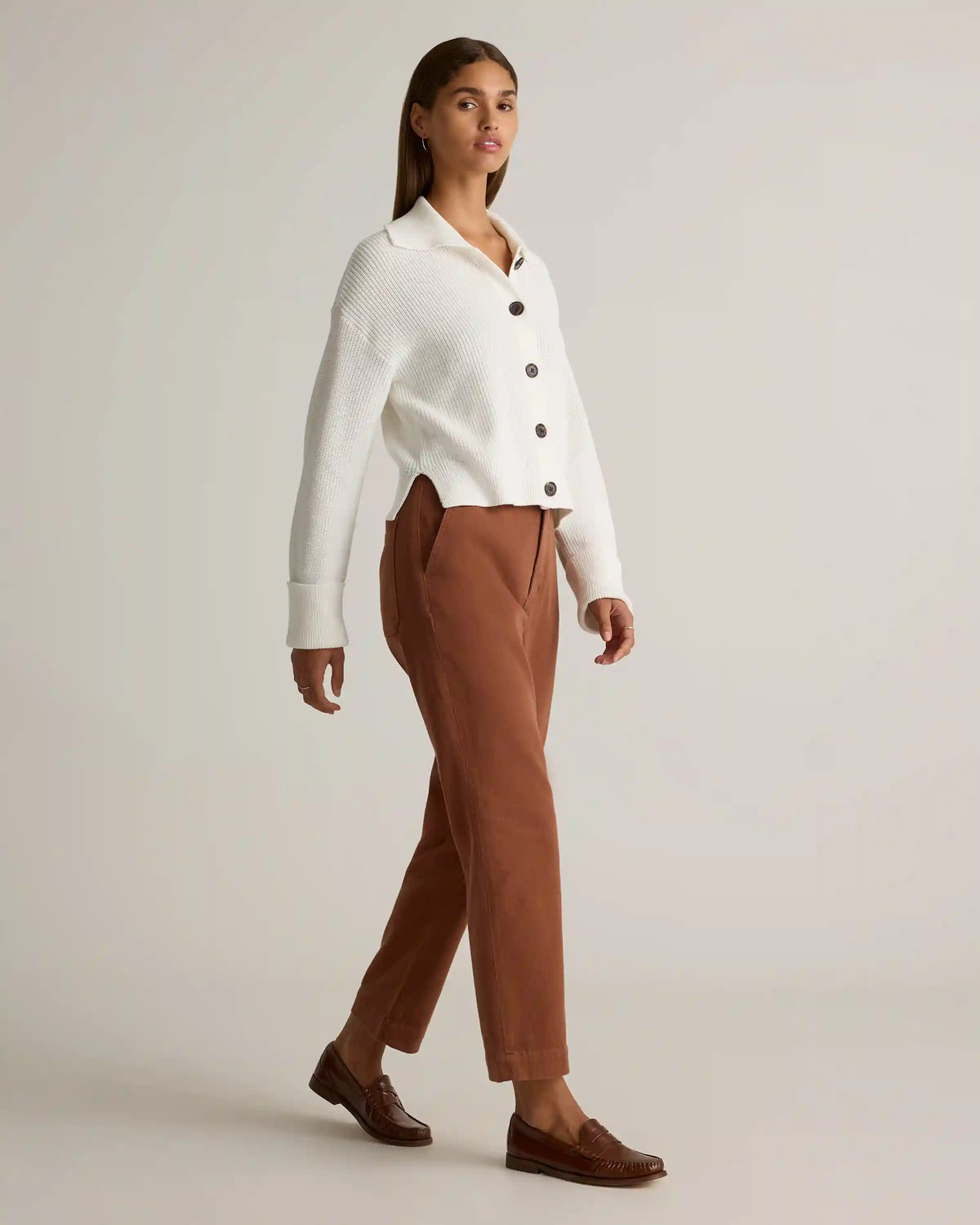 100% Organic Cotton Fisherman Collared Cardigan