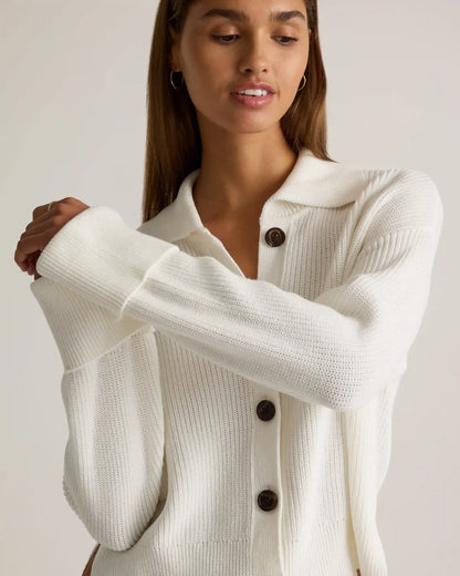 100% Organic Cotton Fisherman Collared Cardigan