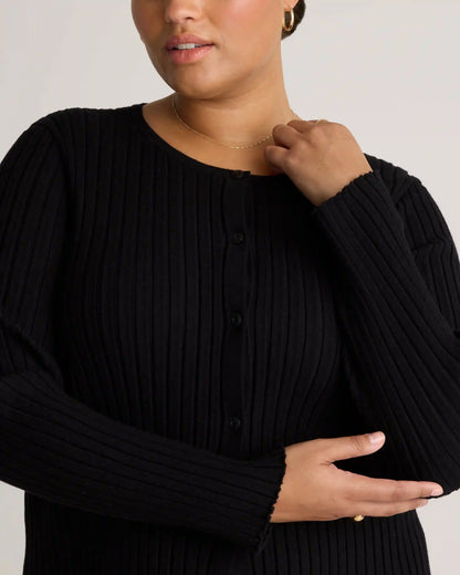 Eco-Knit Cropped Rib Cardigan