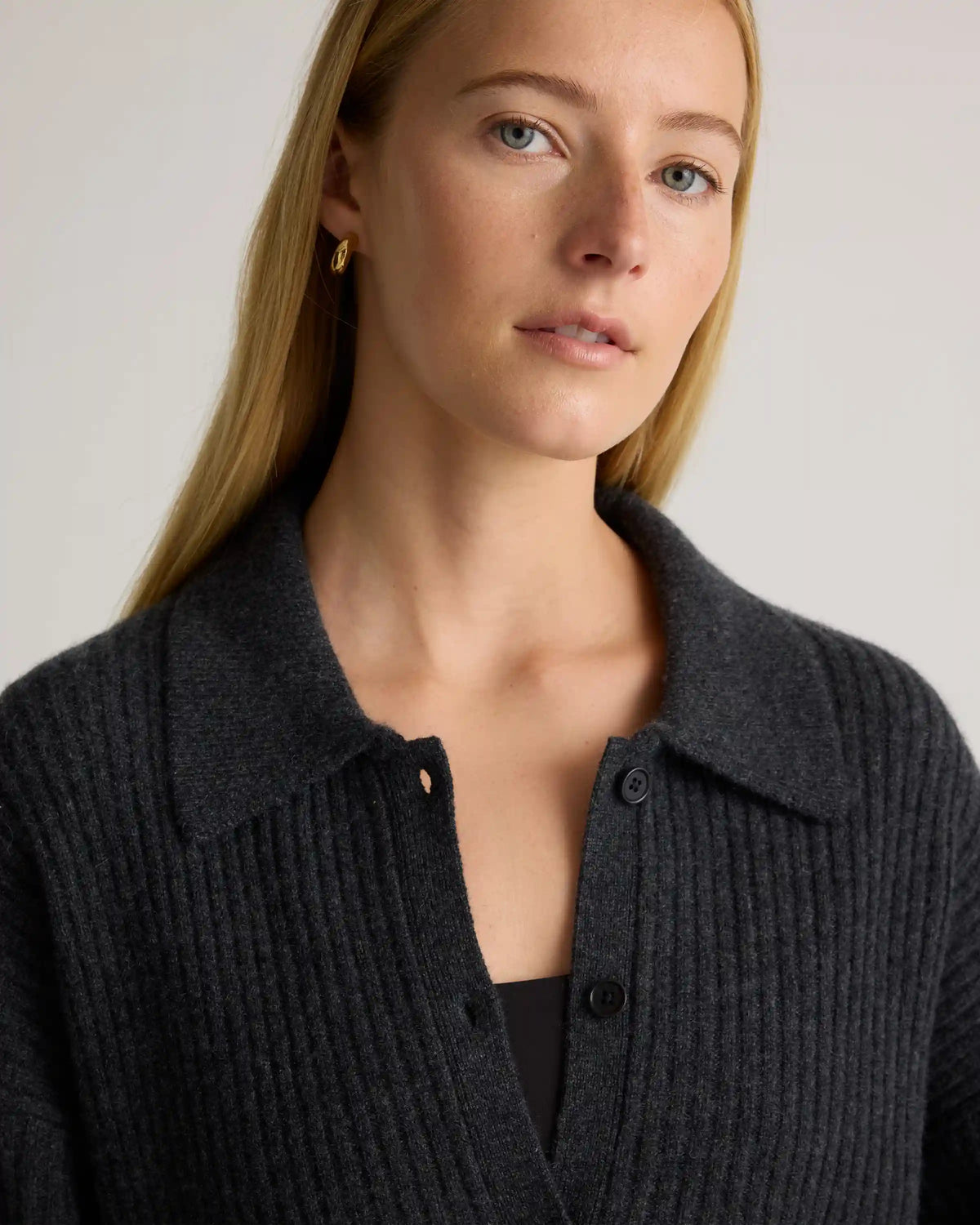 Mongolian Cashmere Wide-Rib Oversized Collared Cardigan
