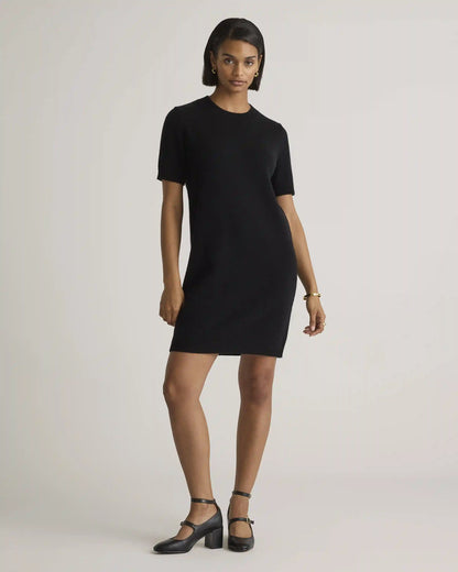Mongolian Cashmere Short Sleeve Mini Dress
