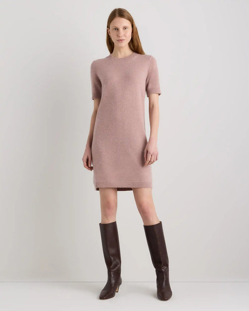 Mongolian Cashmere Short Sleeve Mini Dress