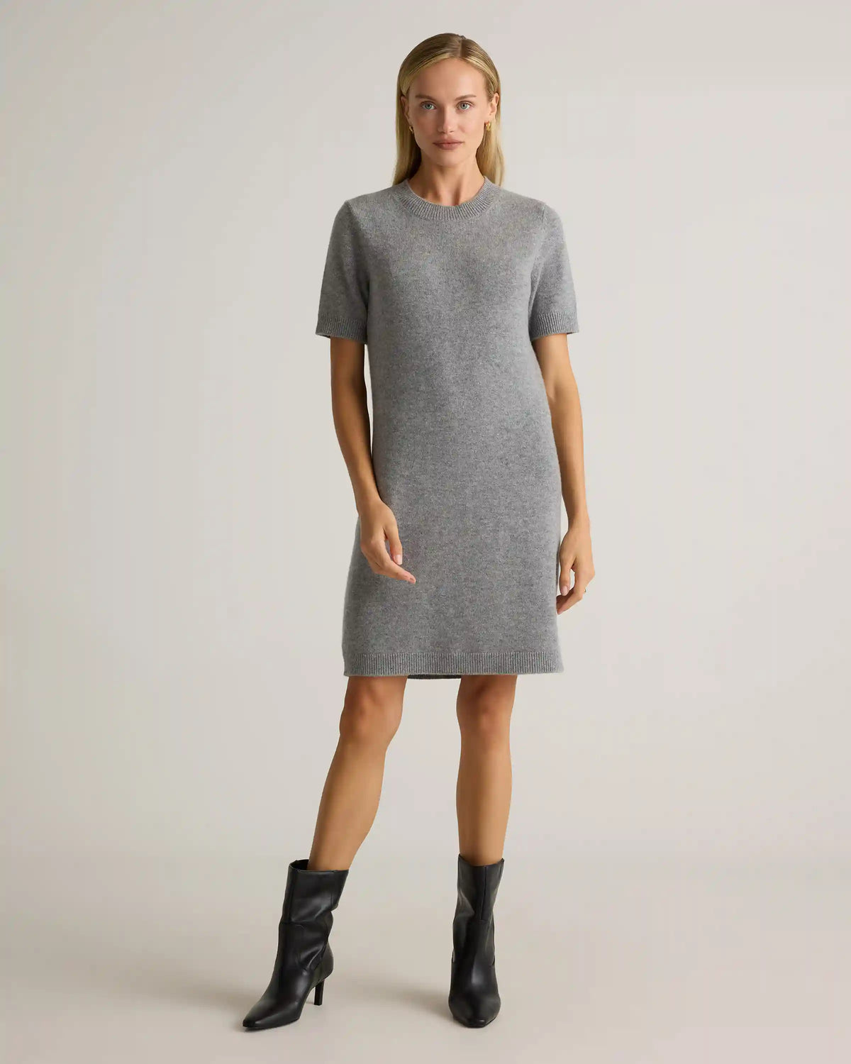 Mongolian Cashmere Short Sleeve Mini Dress