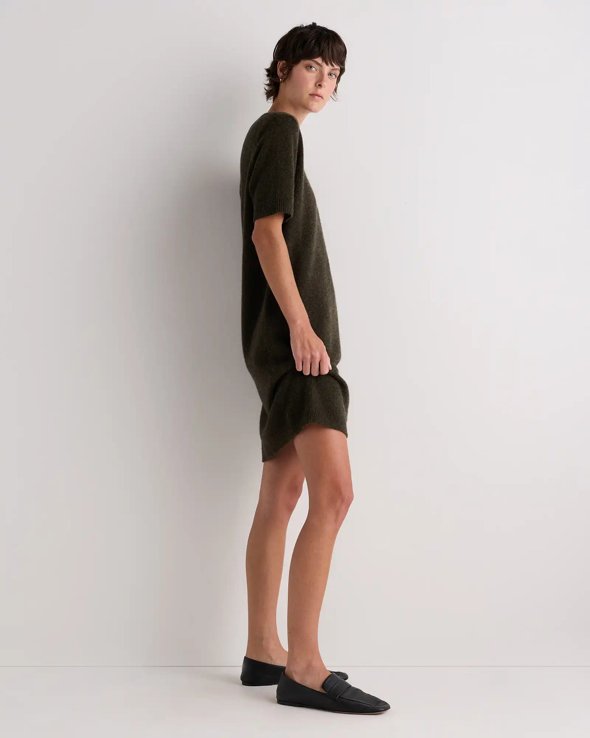 Mongolian Cashmere Short Sleeve Mini Dress