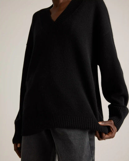 Mongolian Cashmere Oversized V-Neck Sweater