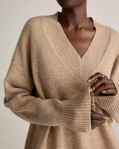 Mongolian Cashmere Oversized V-Neck Sweater