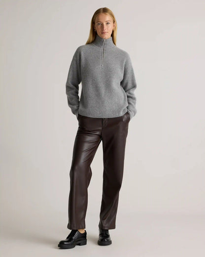 Mongolian Cashmere Fisherman Quarter Zip Sweater