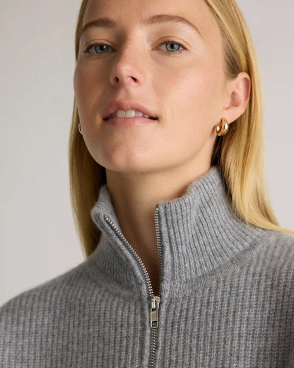 Mongolian Cashmere Fisherman Quarter Zip Sweater