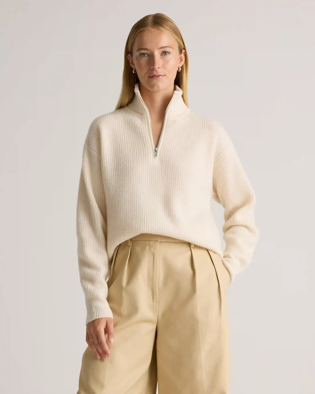 Mongolian Cashmere Fisherman Quarter Zip Sweater