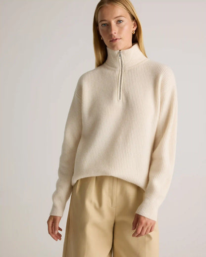 Mongolian Cashmere Fisherman Quarter Zip Sweater