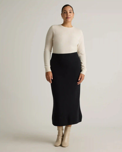 Mongolian Cashmere Fitted Midi Skirt