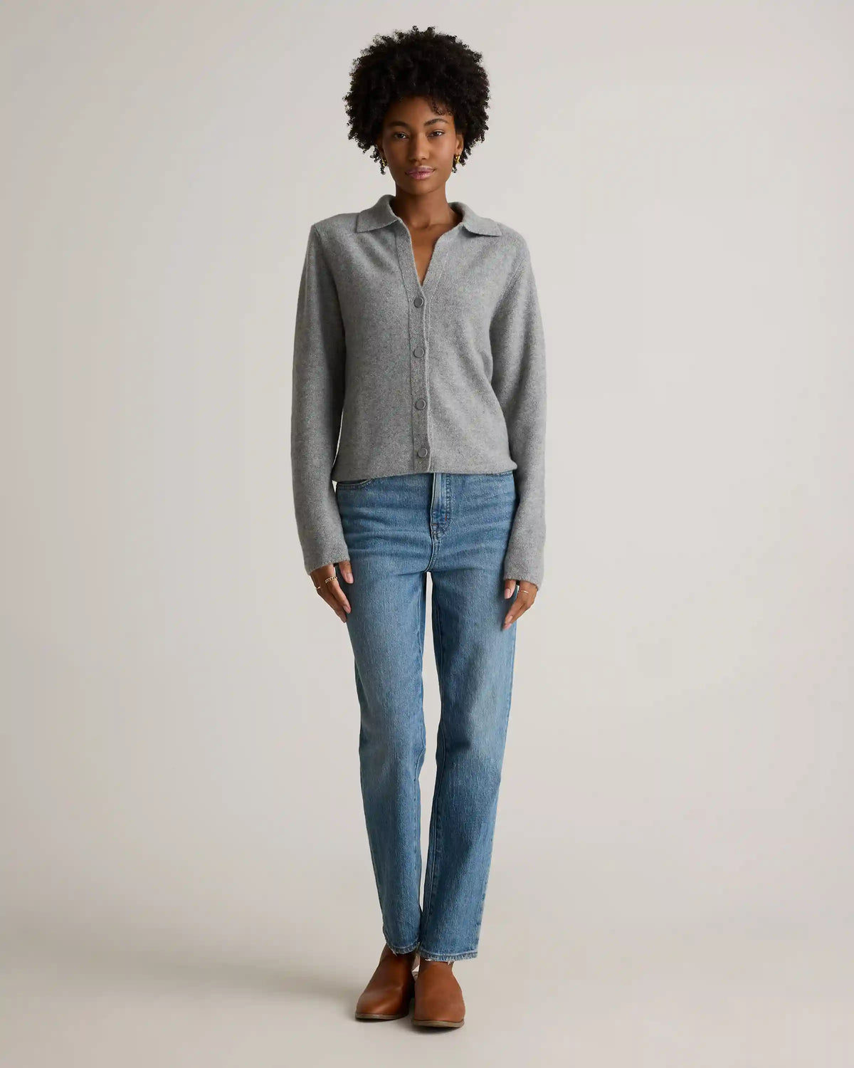 Mongolian Cashmere Collared Cardigan