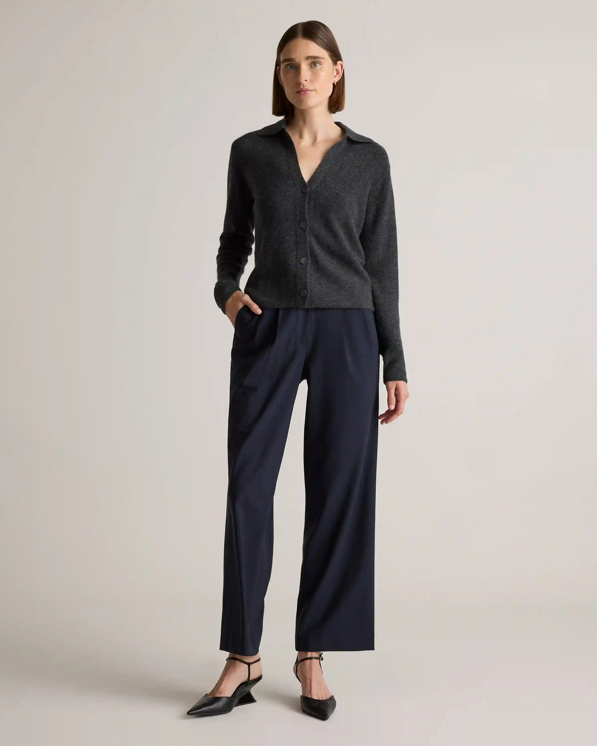 Mongolian Cashmere Collared Cardigan