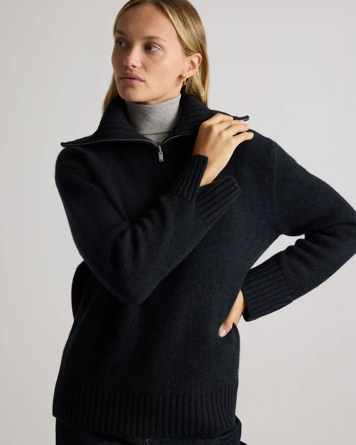 Luxe Baby Cashmere Quarter Zip Sweater