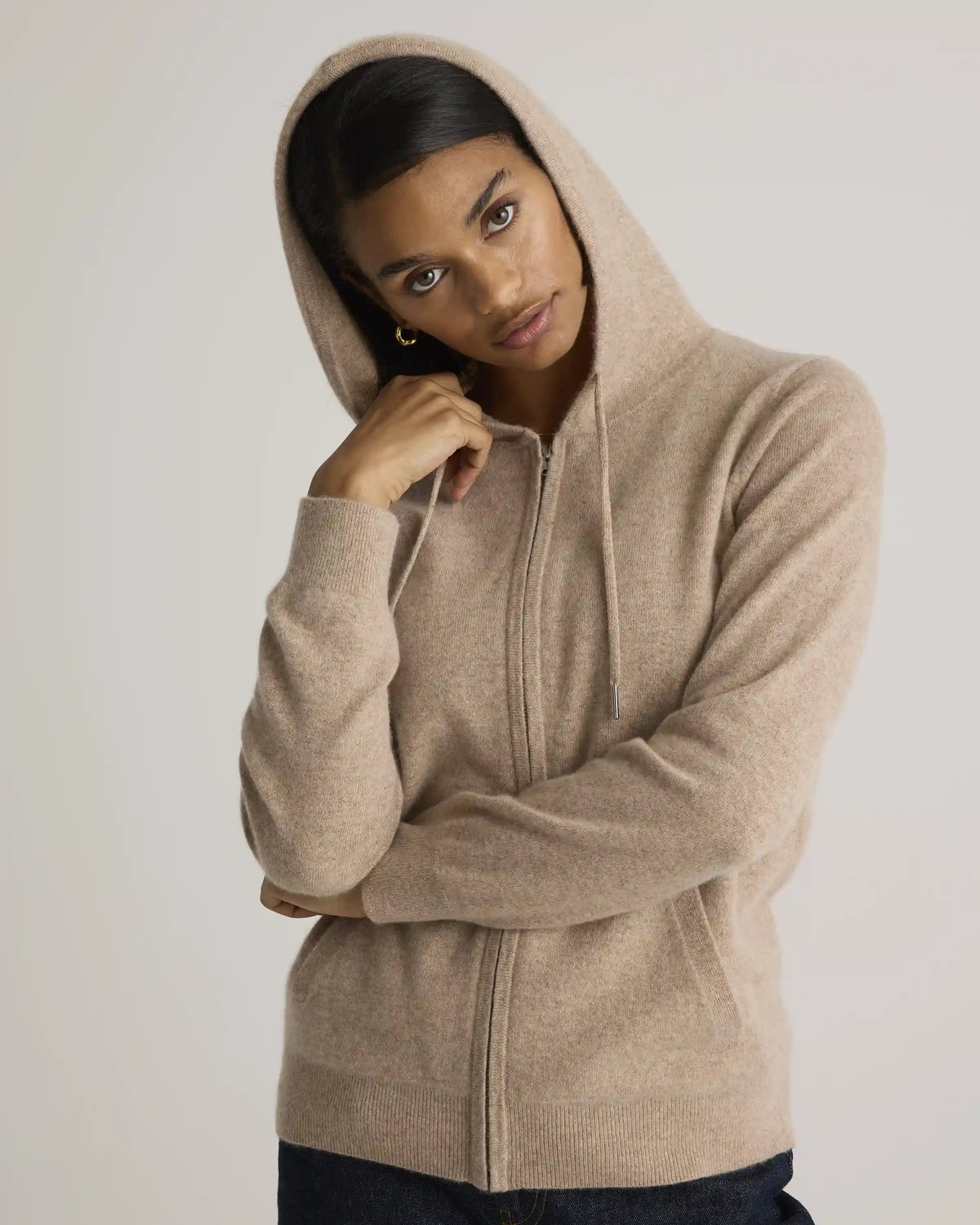 Mongolian Cashmere Full-Zip Hoodie