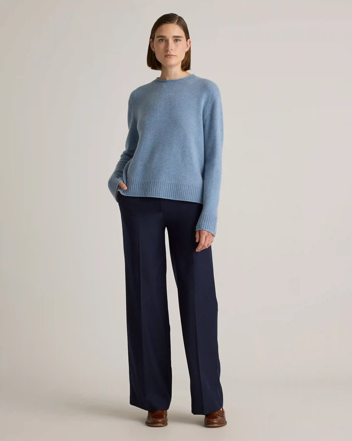 Mongolian Cashmere Boxy Crewneck Sweater