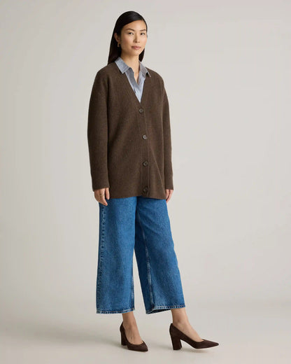 Mongolian Cashmere Oversized Boyfriend Cardigan Sweater