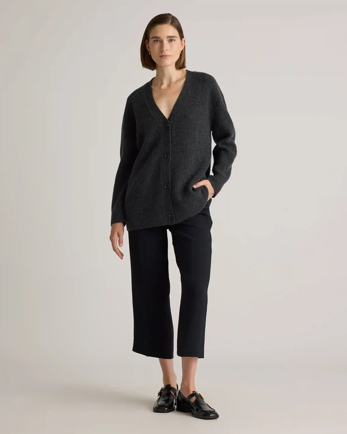 Mongolian Spring Cashmere Oversized Boyfriend Cardigan Sweater