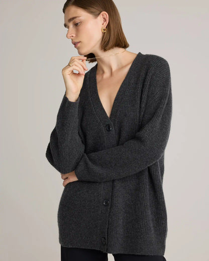 Mongolian Spring Cashmere Oversized Boyfriend Cardigan Sweater