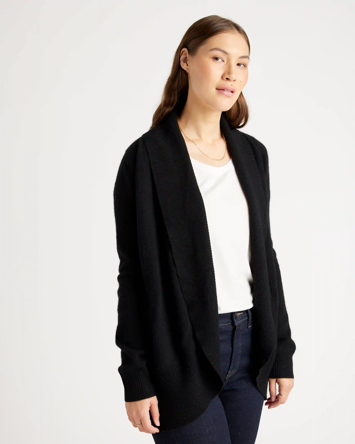 Mongolian Spring Cashmere Open Cardigan Sweater