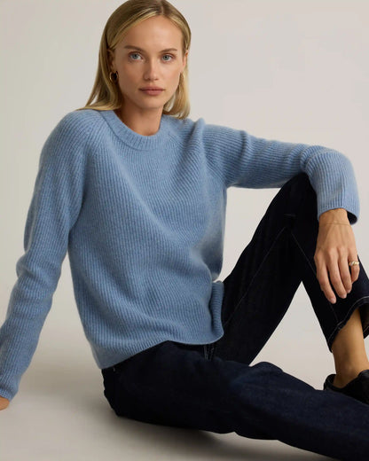 Mongolian Cashmere Fisherman Crewneck Sweater