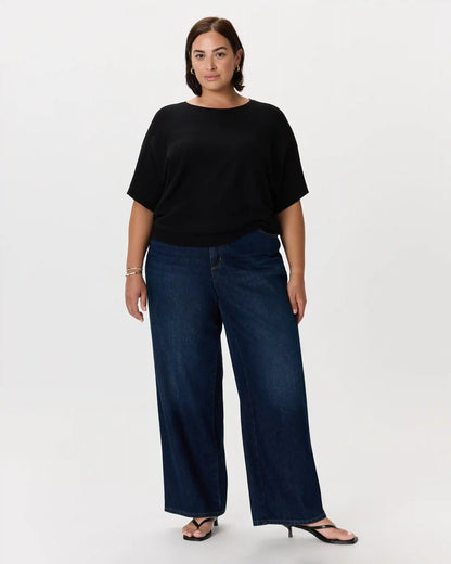 Lightweight Cotton Cashmere Link-Stitch Dolman Sweater