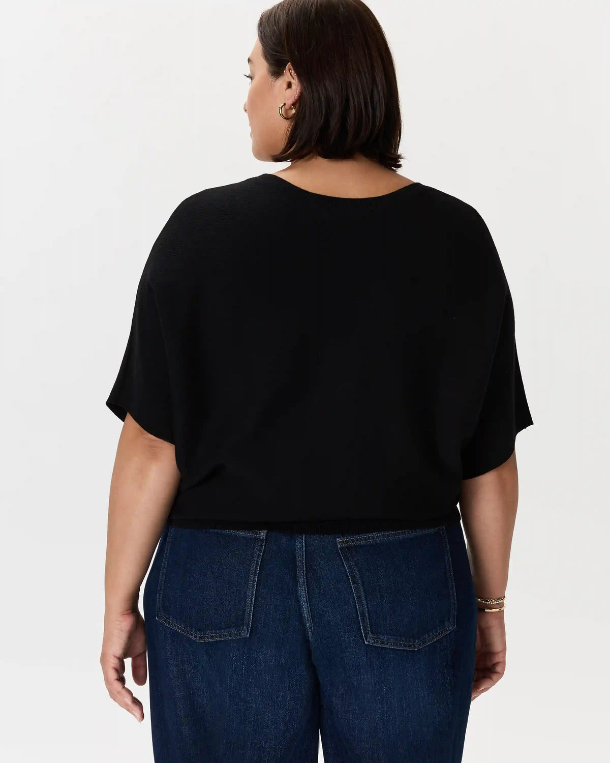 Lightweight Cotton Cashmere Link-Stitch Dolman Sweater