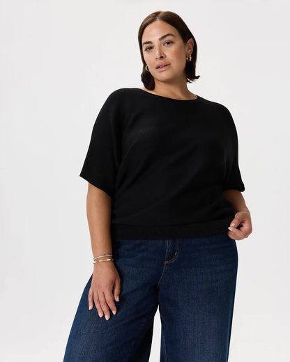 Lightweight Cotton Cashmere Link-Stitch Dolman Sweater