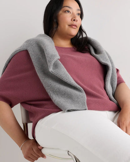 Lightweight Cotton Cashmere Link-Stitch Dolman Sweater