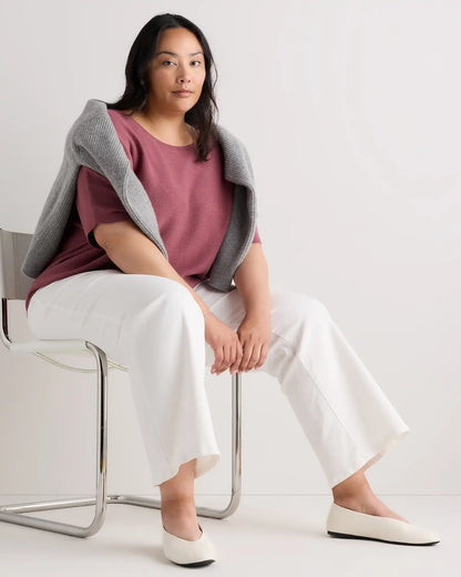 Lightweight Cotton Cashmere Link-Stitch Dolman Sweater