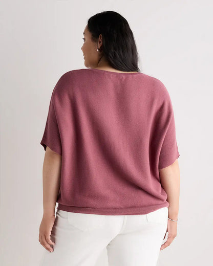Lightweight Cotton Cashmere Link-Stitch Dolman Sweater