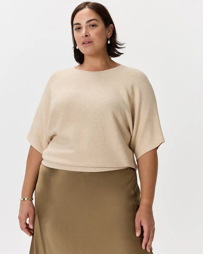 Lightweight Cotton Cashmere Link-Stitch Dolman Sweater