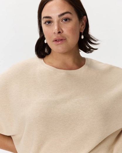 Lightweight Cotton Cashmere Link-Stitch Dolman Sweater