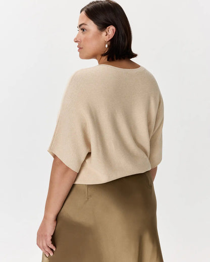 Lightweight Cotton Cashmere Link-Stitch Dolman Sweater