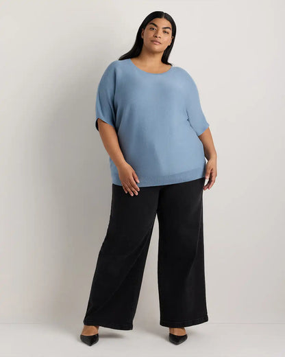 Lightweight Cotton Cashmere Link-Stitch Dolman Sweater
