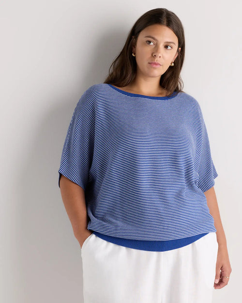 Lightweight Cotton Cashmere Link-Stitch Dolman Sweater