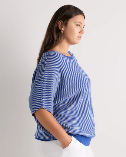 Lightweight Cotton Cashmere Link-Stitch Dolman Sweater