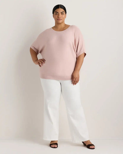 Lightweight Cotton Cashmere Link-Stitch Dolman Sweater