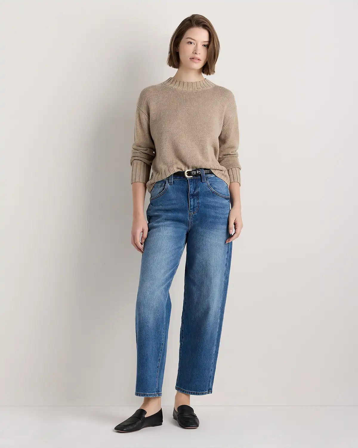 Cotton Linen Relaxed Crew Sweater