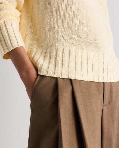 Cotton Linen Relaxed Crew Sweater