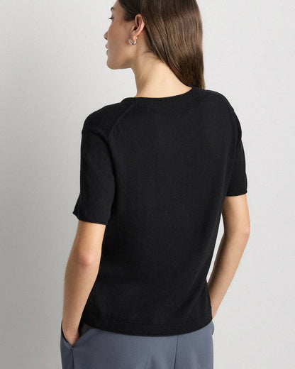 Lightweight Cotton Cashmere Relaxed Sweater Tee