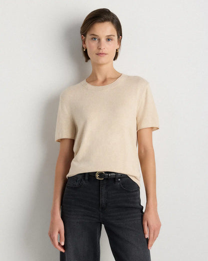 Lightweight Cotton Cashmere Relaxed Sweater Tee