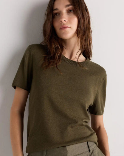 Lightweight Cotton Cashmere Relaxed Sweater Tee