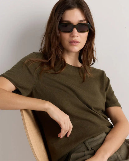 Lightweight Cotton Cashmere Relaxed Sweater Tee