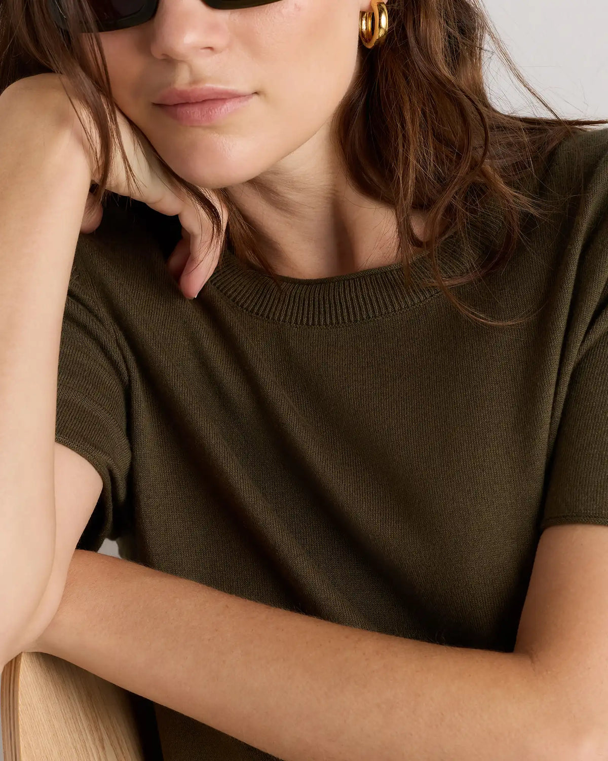 Lightweight Cotton Cashmere Relaxed Sweater Tee