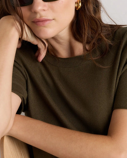 Lightweight Cotton Cashmere Relaxed Sweater Tee