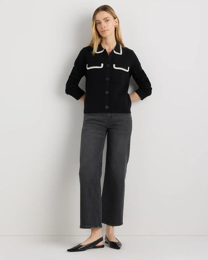 Australian Merino Wool Crochet Trim Sweater Jacket