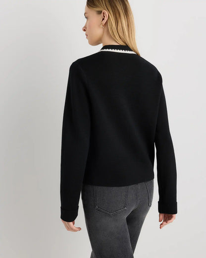 Australian Merino Wool Crochet Trim Sweater Jacket